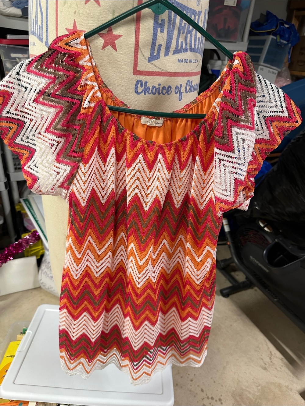 Women’s Chevron Knit Top in Pink & Orange